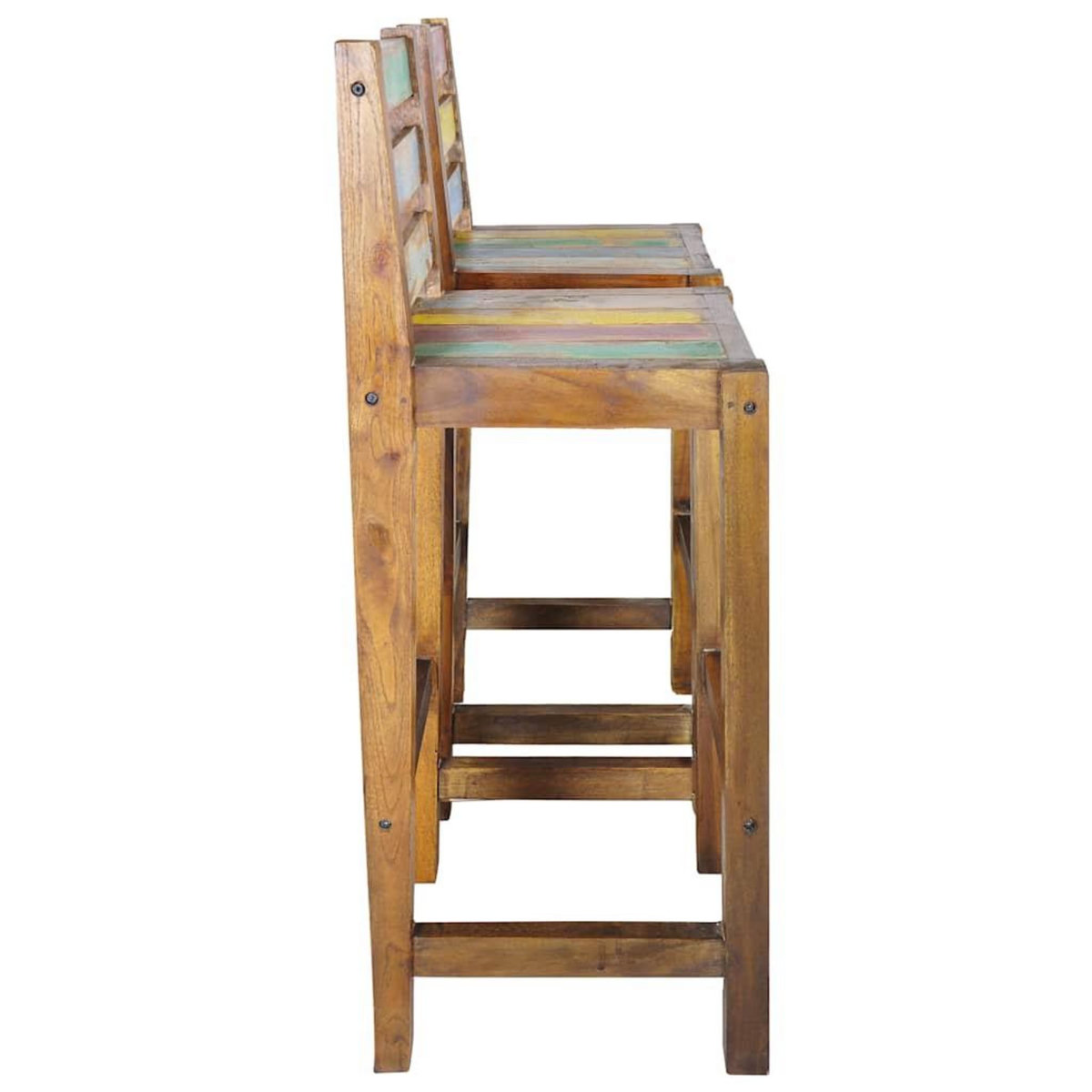 VIDAXL Tabourets de bar lot de 2 bois massif de recuperation