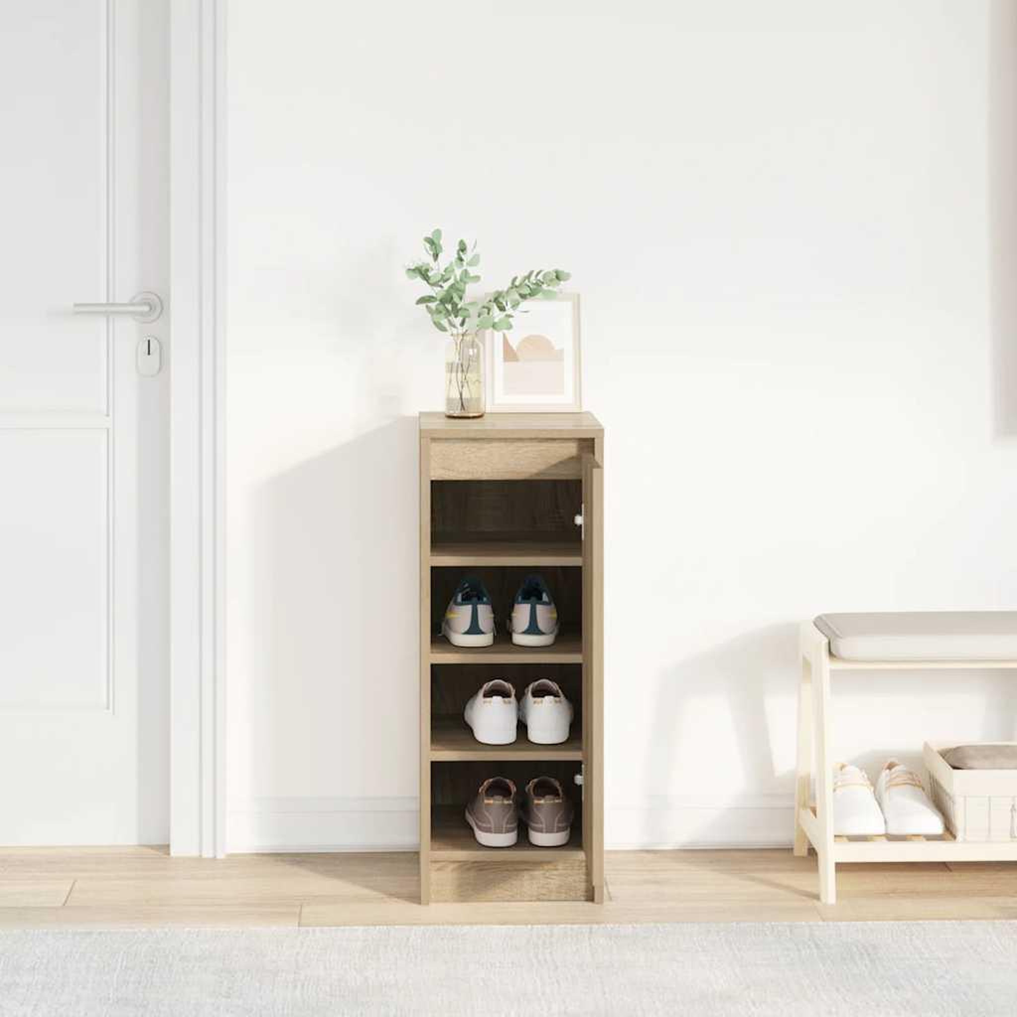 Voir la diapositive 3 : VIDAXL Armoire a chaussures chene sonoma 29,5x34x76 cm bois ingenierie