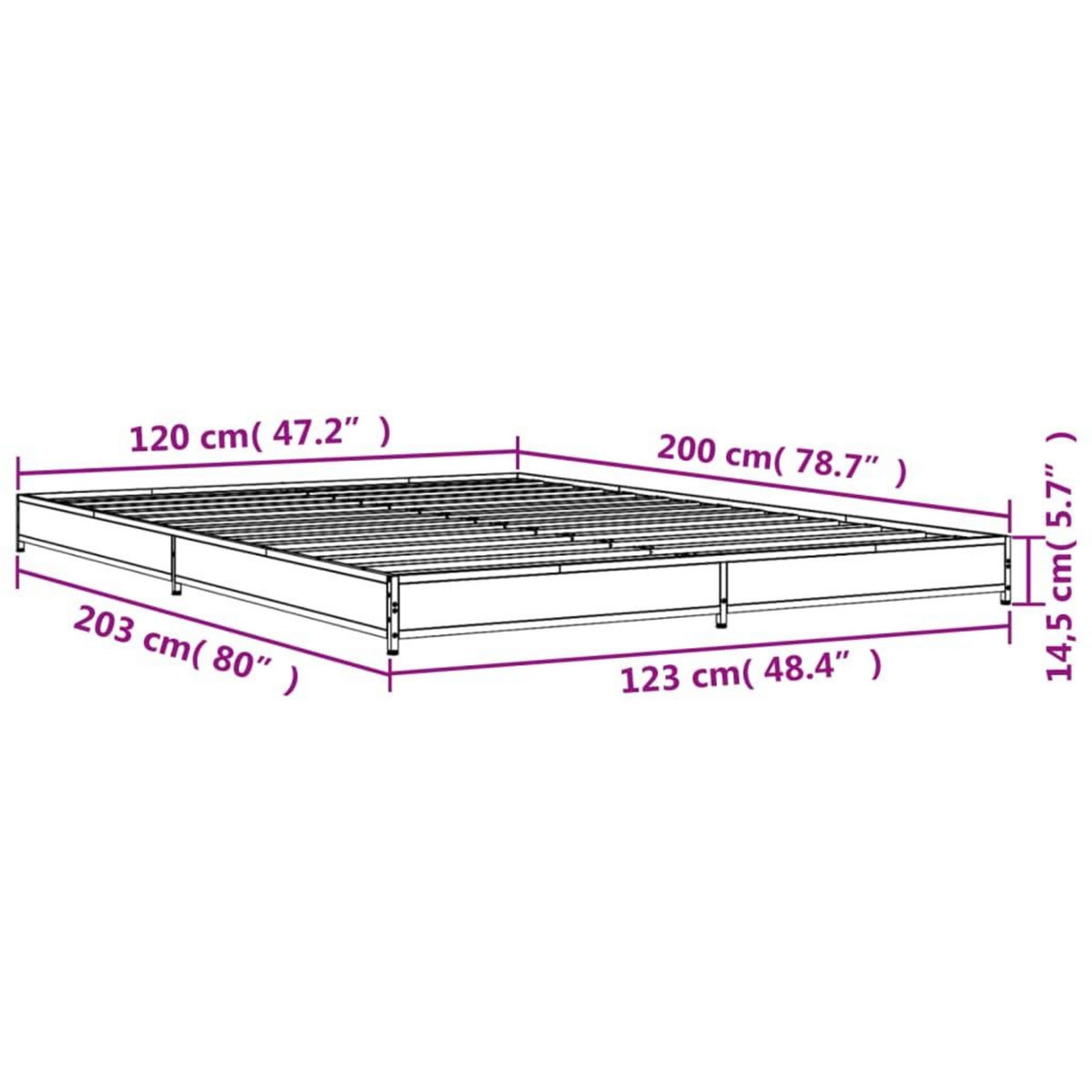 VIDAXL Cadre de lit sans matelas chene sonoma 120x200 cm