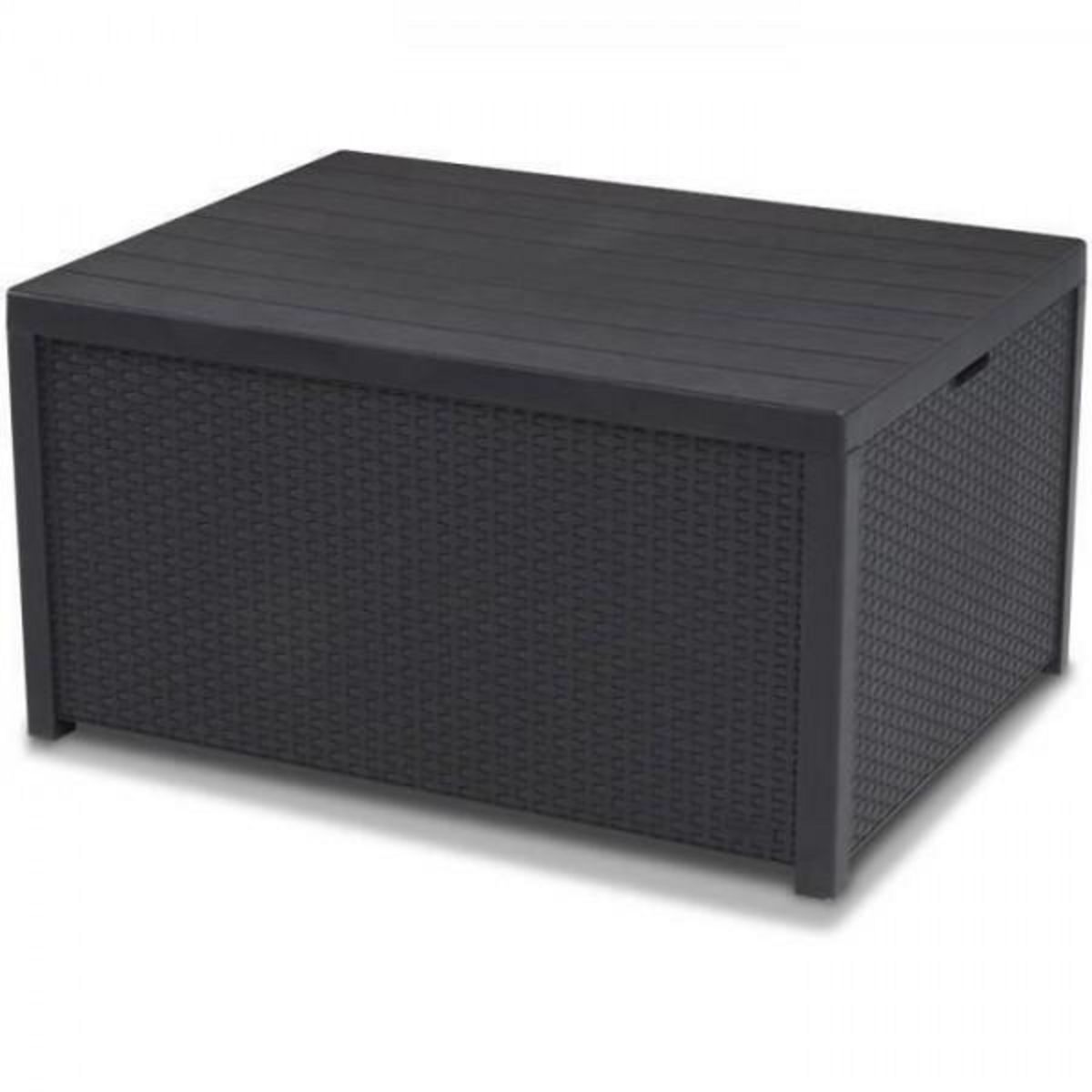 ALLIBERT by KETER Salon de jardin en imitation résine tressée ALLIBERT avec table basse range-coussins - 6 personnes - SanRemo - Gris graphite