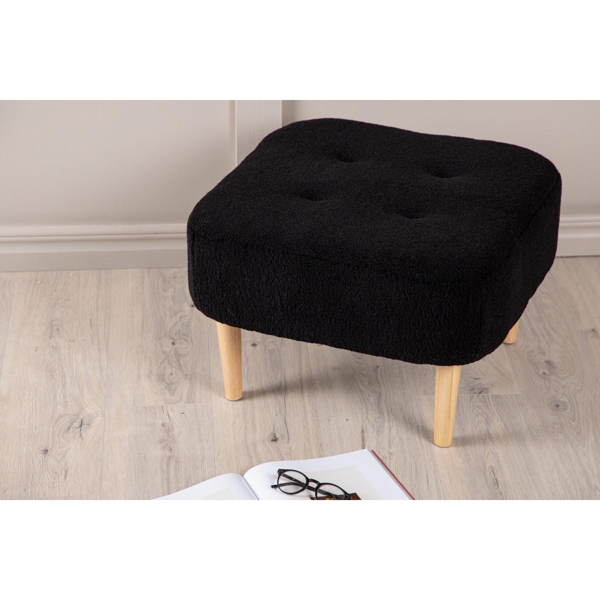 Voir la diapositive 6 : Paris Prix Pouf déco en tissu  salina  59cm noir