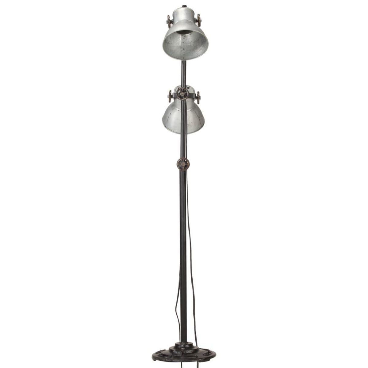 VIDAXL Lampadaire avec 2 abat-jour Argente E27 Fonte