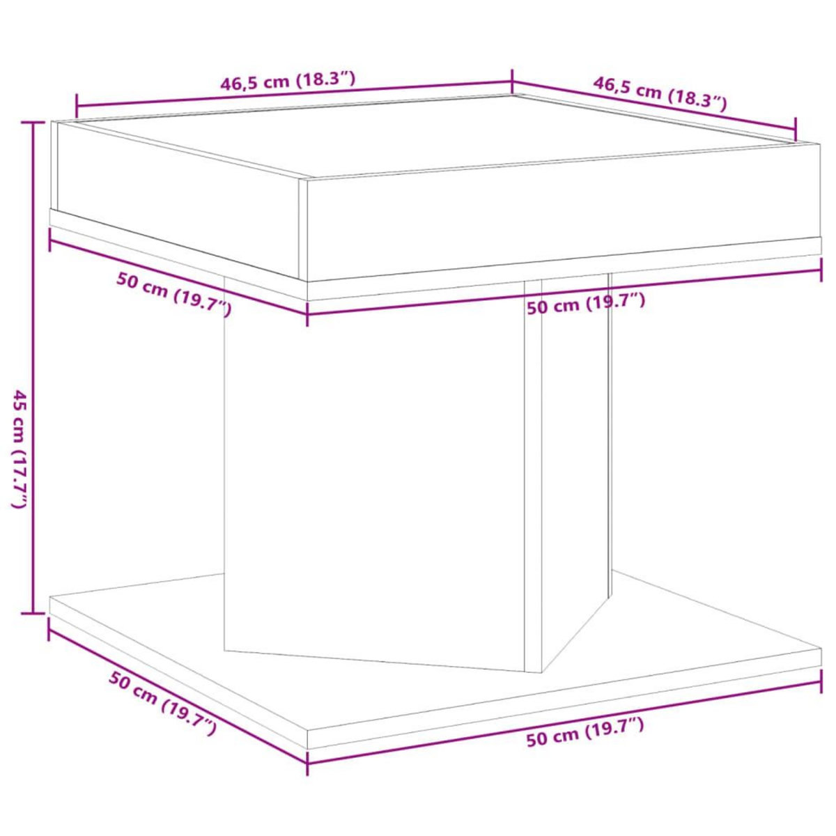 VIDAXL Table basse avec LED chene fume 50x50x45 cm bois d'ingenierie