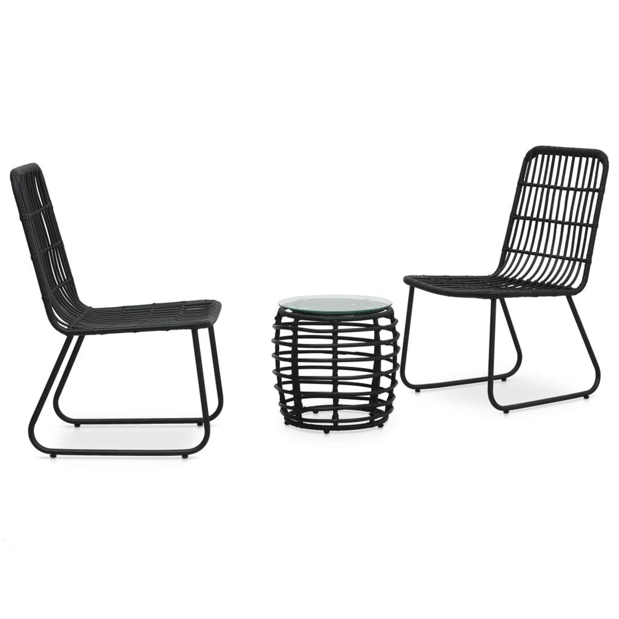 Voir la diapositive 1 : VIDAXL Ensemble de bistro 3 pcs Resine tressee Noir