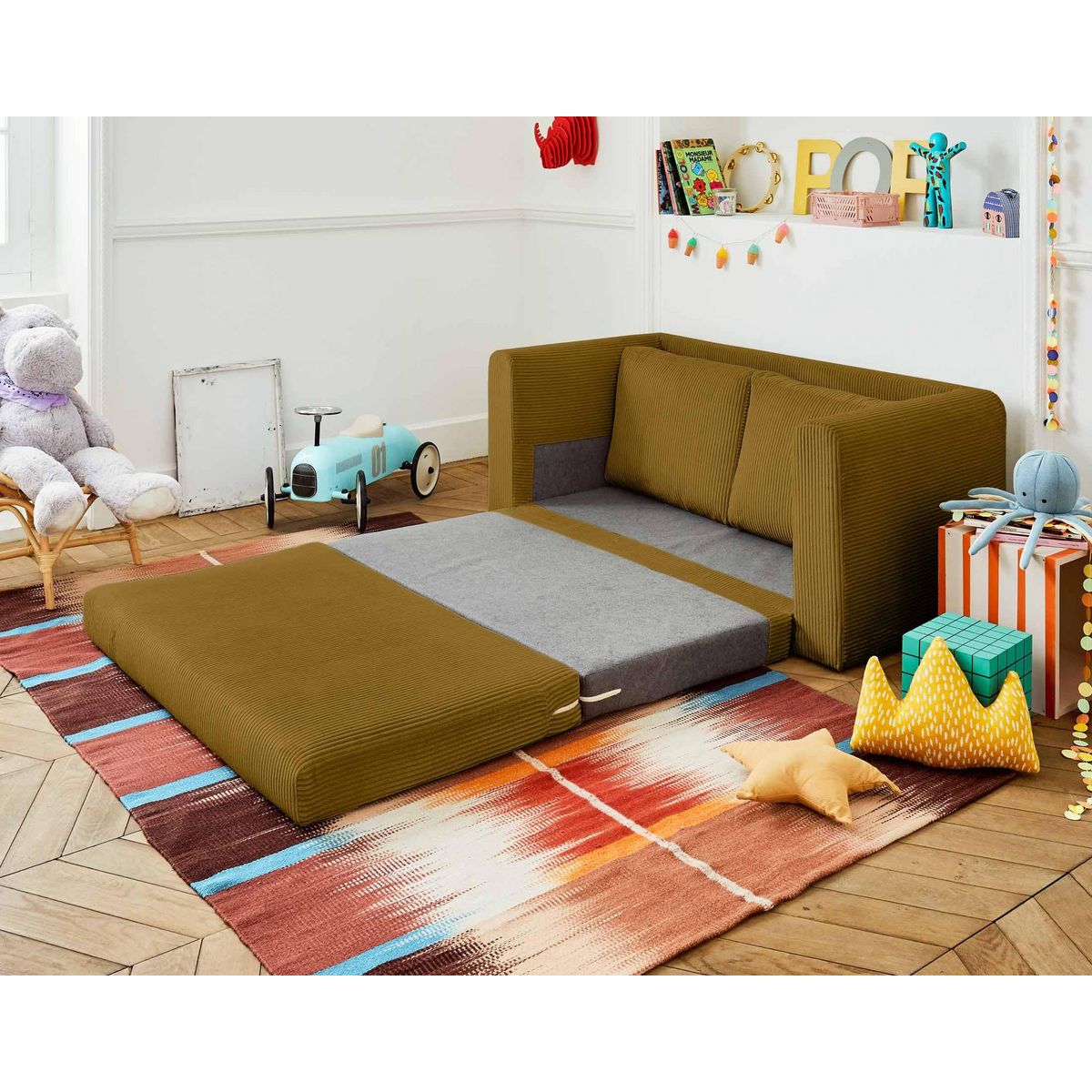 BEST MOBILIER Marilia - canapé 2 places - convertible déplimousse - en velours côtelé