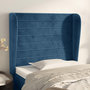 Voir la diapositive 1 : VIDAXL Tete de lit avec oreilles Bleu fonce 103x23x118/128 cm Velours