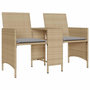 Voir la diapositive 4 : VIDAXL Canape de jardin 2 places avec table et tabourets beige rotin