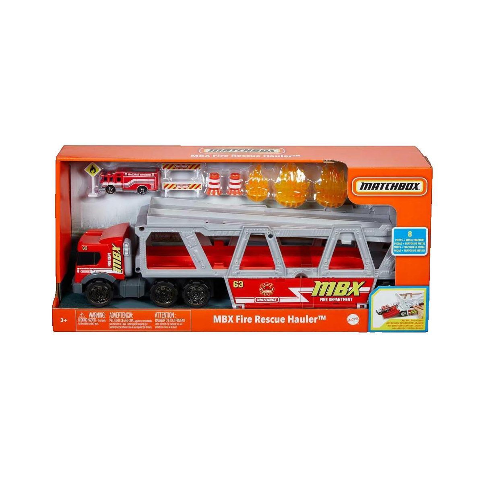 MATTEL Transporteur Mattel Matchbox coloré pompier