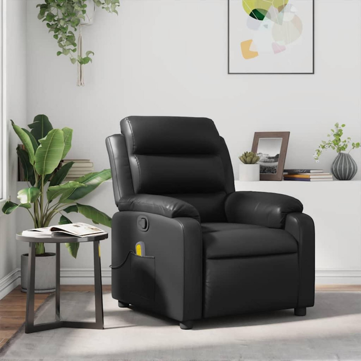 VIDAXL Fauteuil de massage inclinable Noir Similicuir
