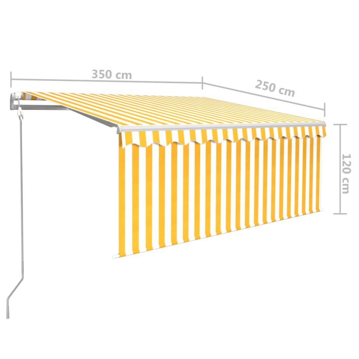 VIDAXL Auvent retractable automatique avec store 3,5x2,5 m Jaune blanc