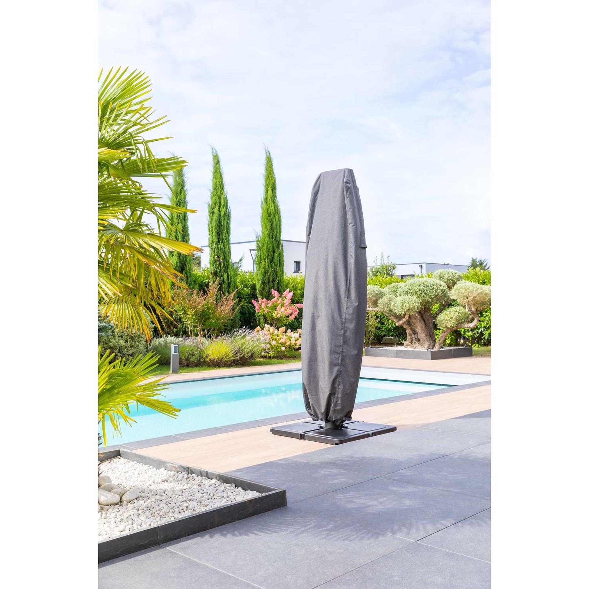 Voir la diapositive 2 : HESPERIDE Housse de protection pour parasol décentré l hambo - 70 x 40 x 257 cm - gris