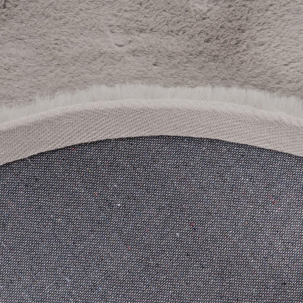 Paris Prix Tapis Uni Rond Doux à Poils Longs  Rabbit  Argent