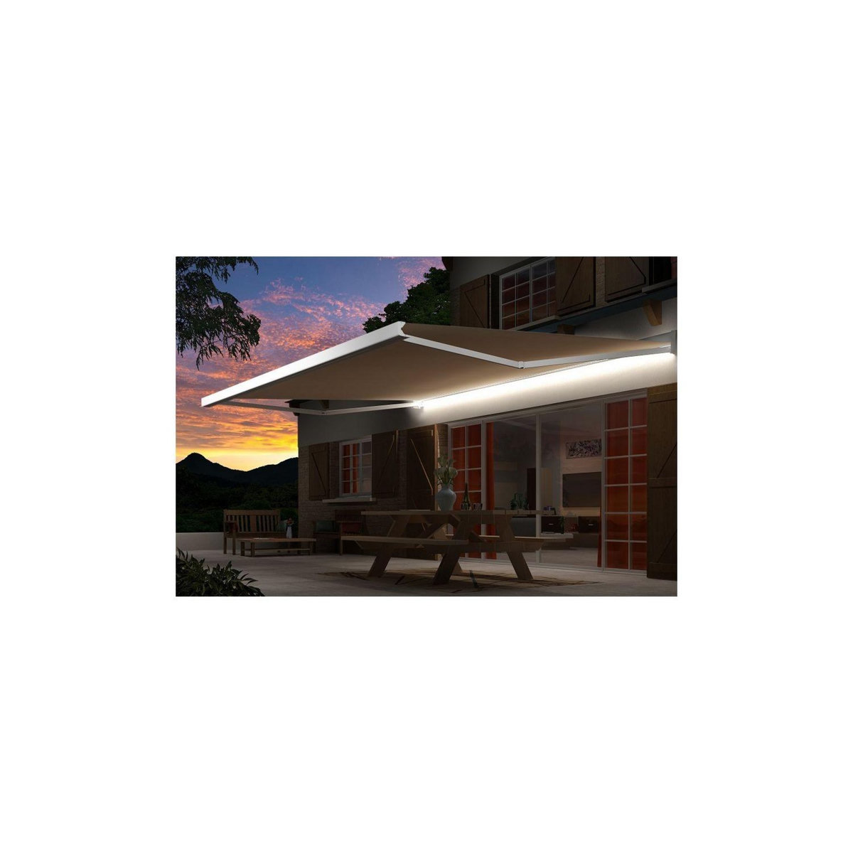 SUNSTYL Store motorisé avec Led NINA Coffre intégral blanc 