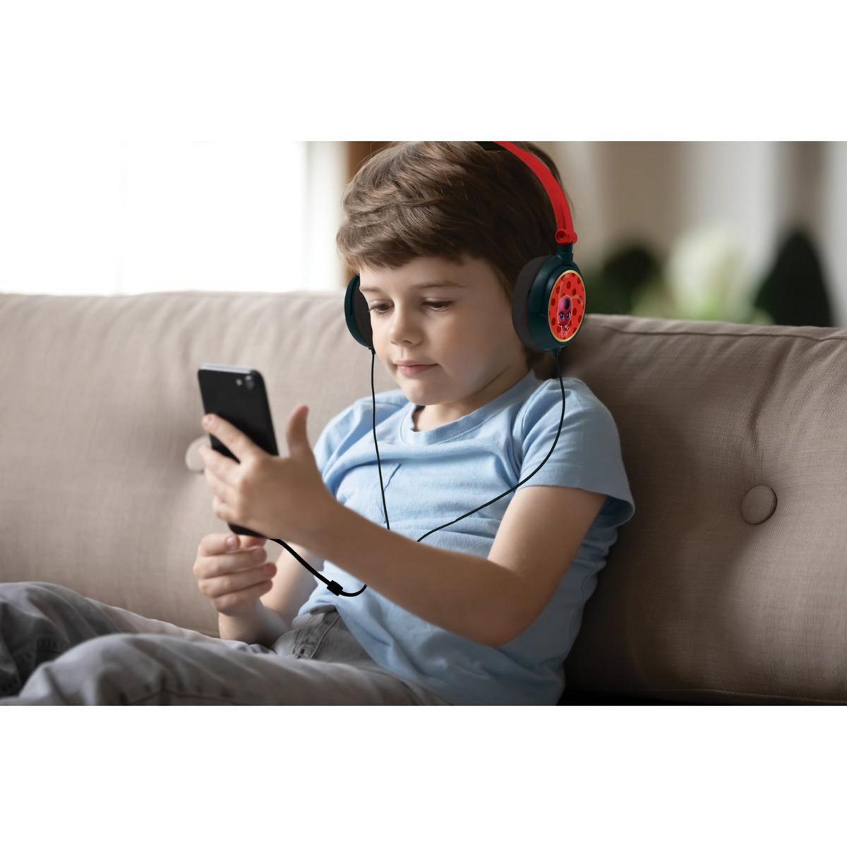 Lexibook Casque stéréo filaire pliable Miraculous avec limitation de volume d'écoute