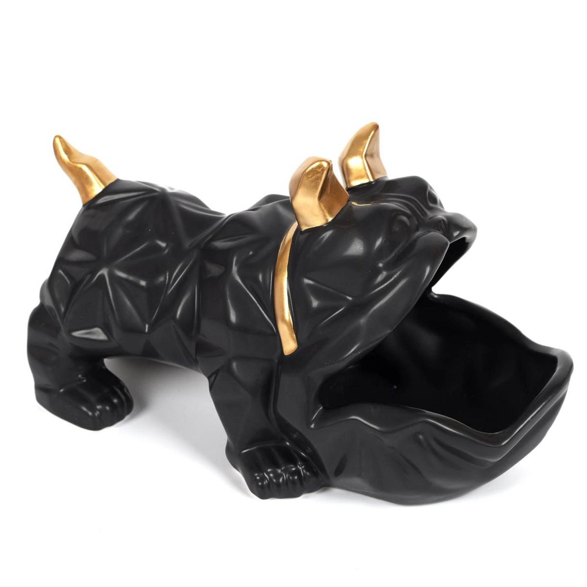 The Home Deco Factory Statuette & vide-poche  bulldog  30cm noir