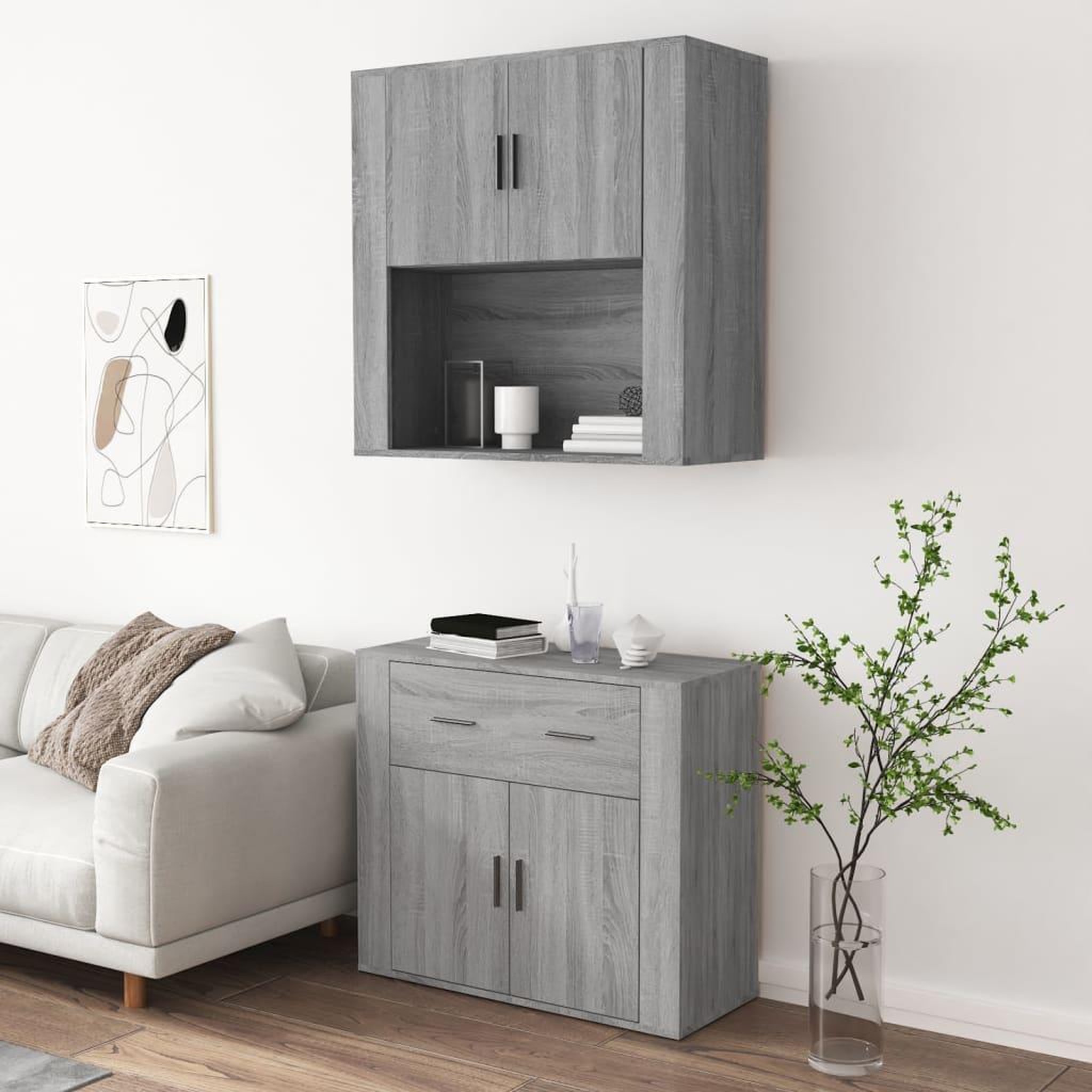 Voir la diapositive 4 : VIDAXL Buffet haut Sonoma gris Bois d'ingenierie