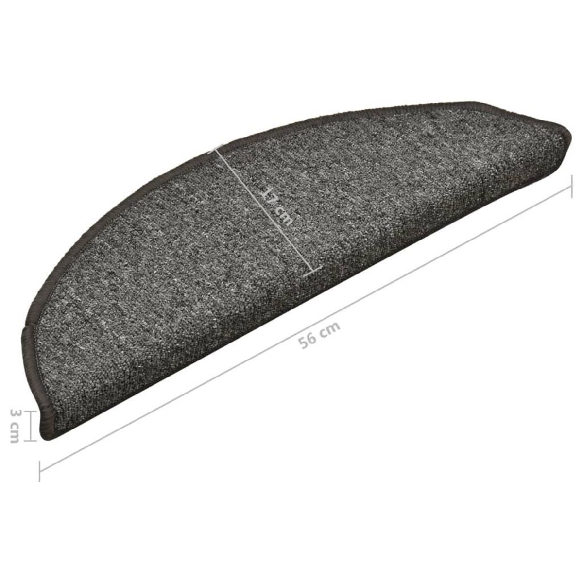 VIDAXL Tapis de marches d'escalier 15 pcs Gris fonce 56x17x3 cm