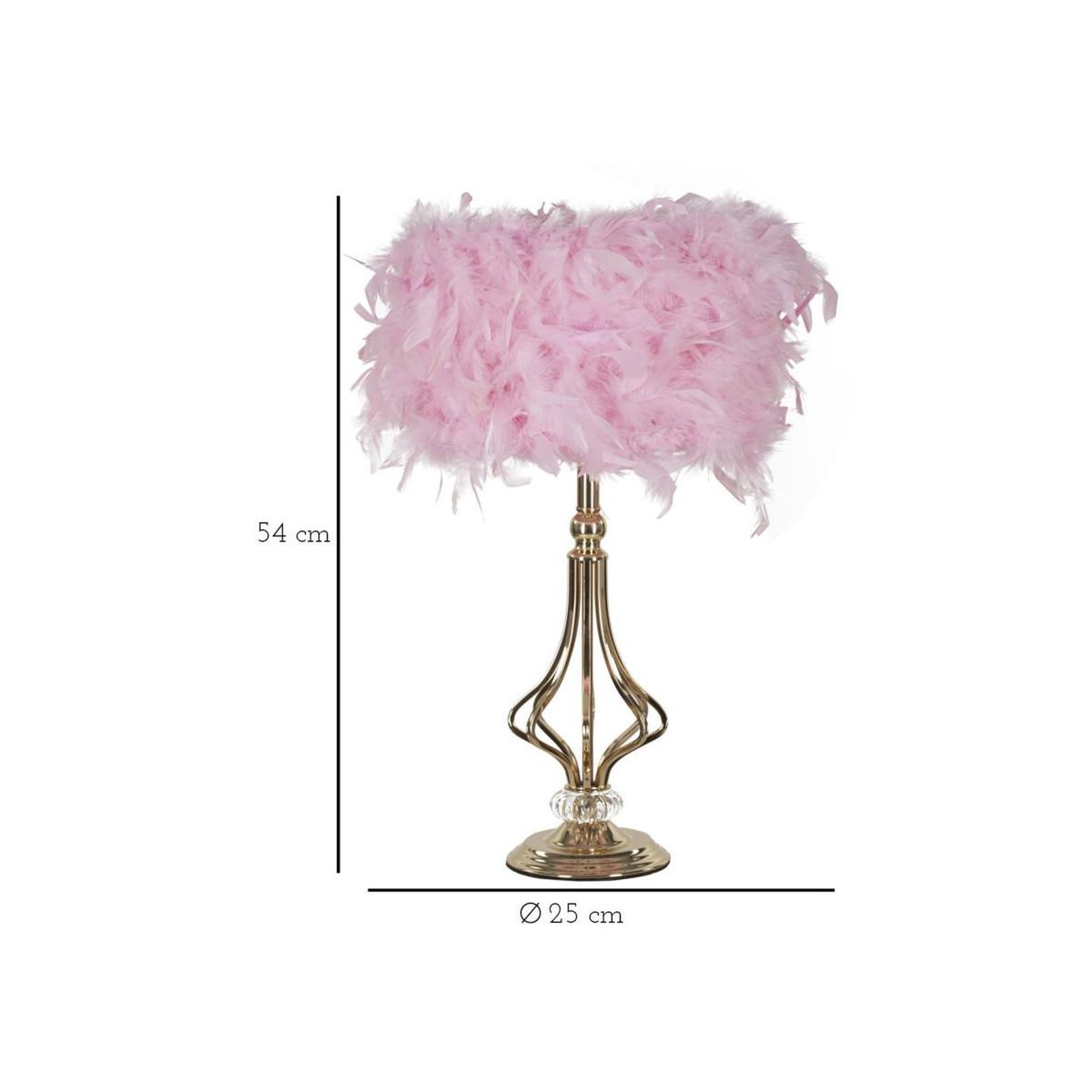Voir la diapositive 6 : Paris Prix Lampe à poser imitation plume  tarty  54cm or & rose