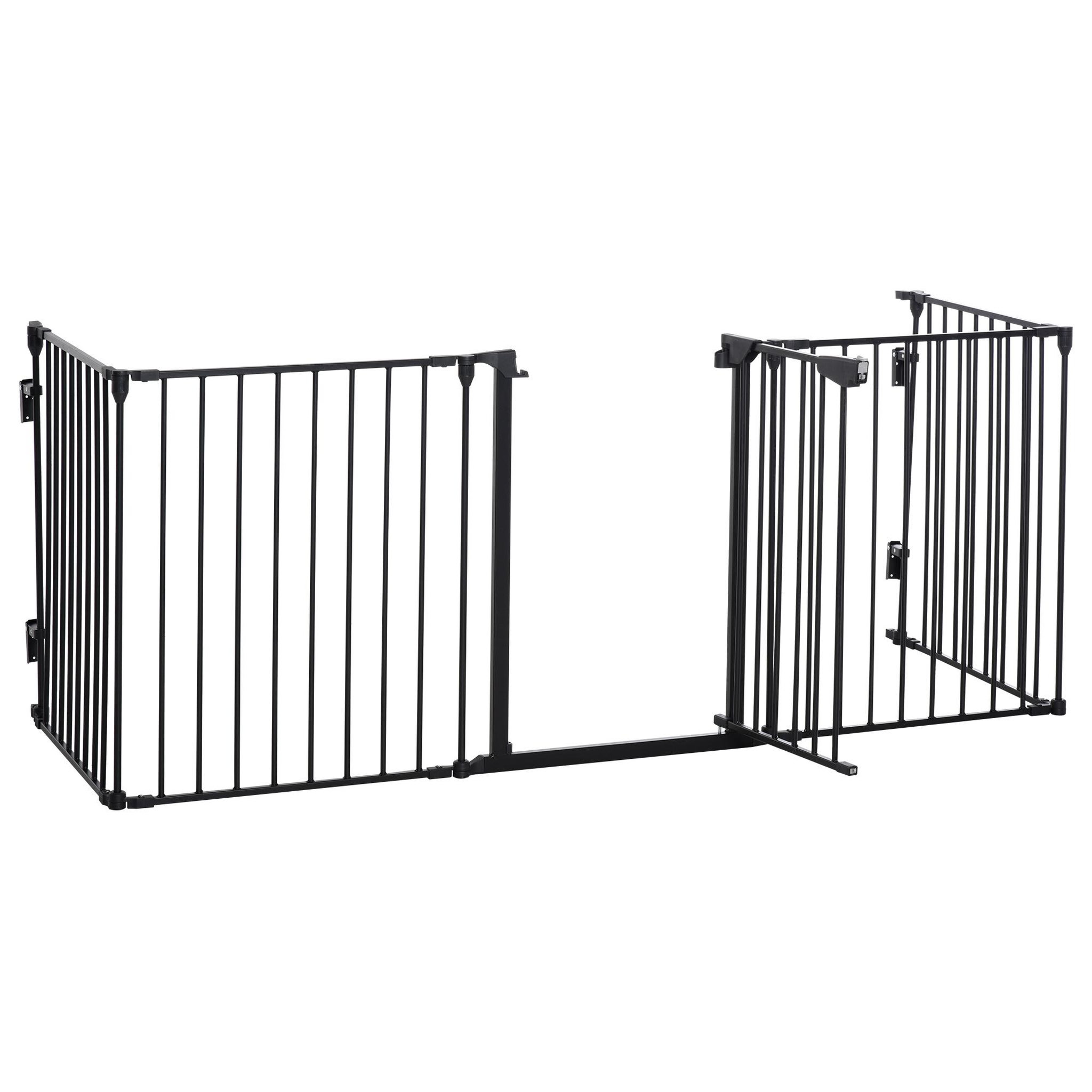 PAWHUT Barrière de sécurité parc enclos chien modulable pliable porte verrouillable intégrée 5 panneaux en métal 300l max. X 74,5h cm métal pp noir