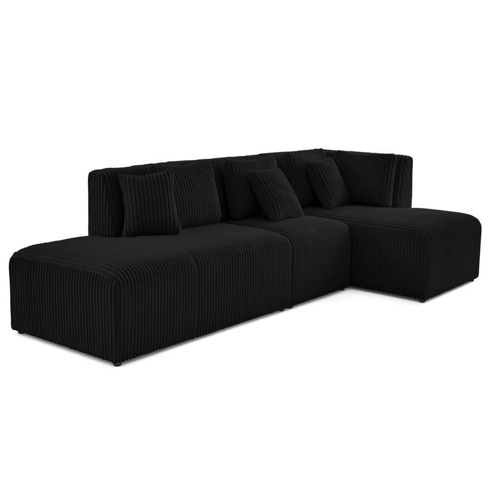 Voir la diapositive 2 : LISA DESIGN Victoire - canapé modulable d'angle droit 5 places en velours côtelé grosses côtes