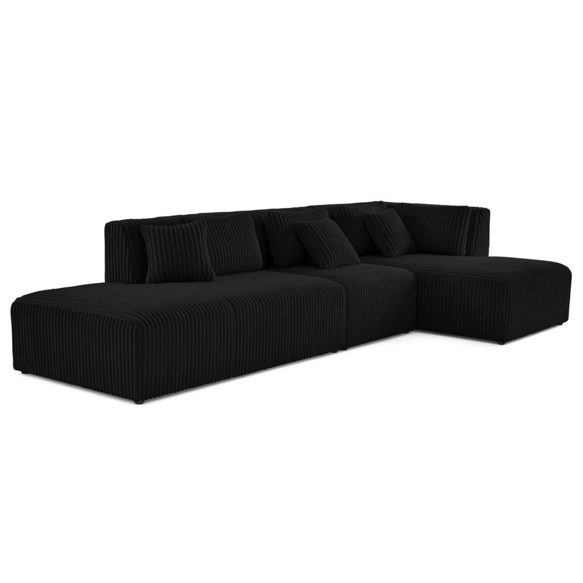 LISA DESIGN Victoire - canapé modulable d'angle droit 5 places en velours côtelé grosses côtes