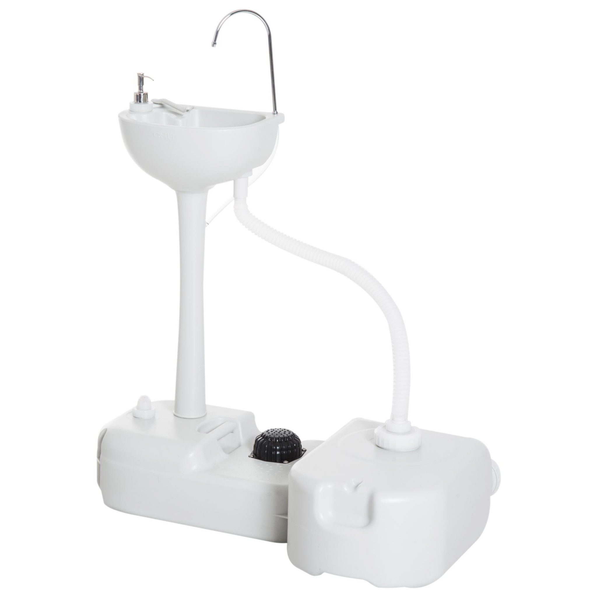 OUTSUNNY Évier à Main Portable Jardin Extérieur Camping Voyager avec Réservoir d'Eau 17L Pompe à Pied 83 x 50 x 103 cm Gris