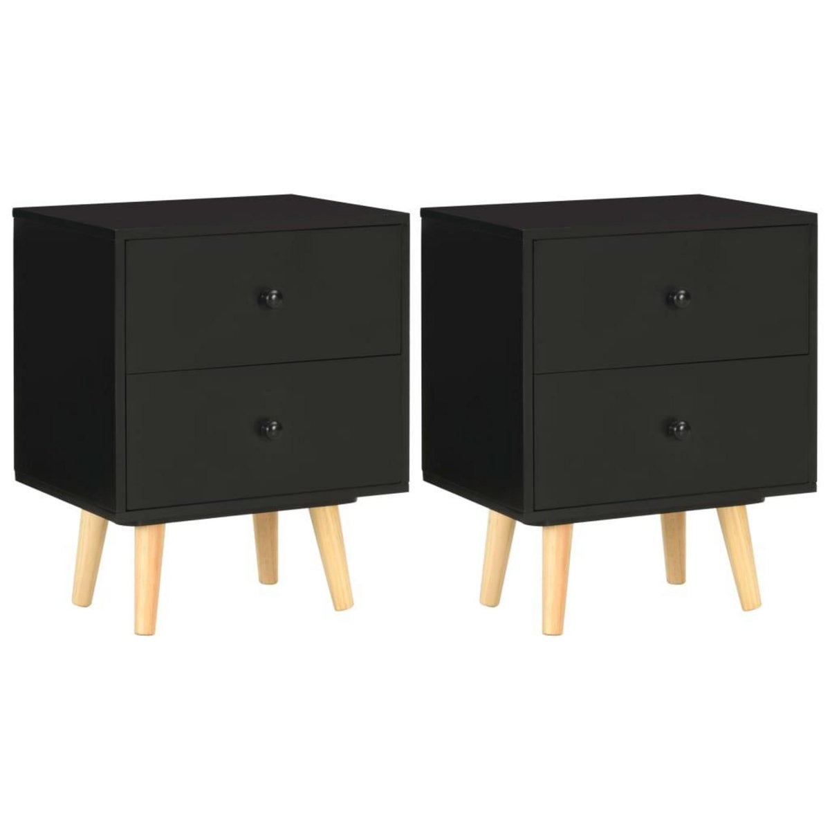 VIDAXL Tables de chevet 2 pcs Noir 40 x 30 x 50 cm Pin massif