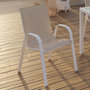 Voir la diapositive 2 : ID MARKET Lot de 4 chaises de jardin LYMA métal et textilène empilables blanc et beige