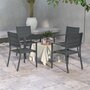 Voir la diapositive 2 : OUTSUNNY Lot de 4 chaises de jardin empilables avec accoudoirs alu textilène gris