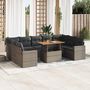 Voir la diapositive 1 : VIDAXL Salon de jardin avec coussins 10 pcs gris resine tressee