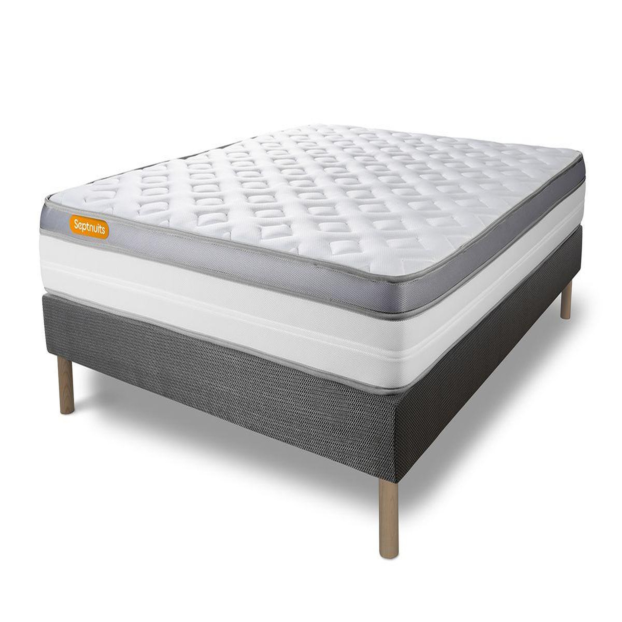 Voir la diapositive 3 : SEPTNUITS Matelas + sommier gris Memo Zen Mousse à mémoire de forme 5 zones de confort MAXI épaisseur