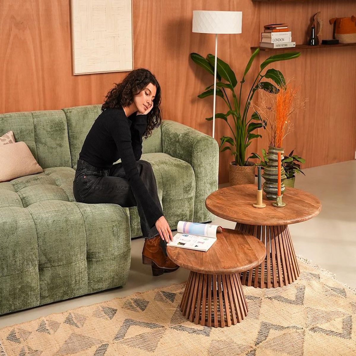 LISA DESIGN Kerala - lot de 2 tables basses gigognes - bois massif de manguier