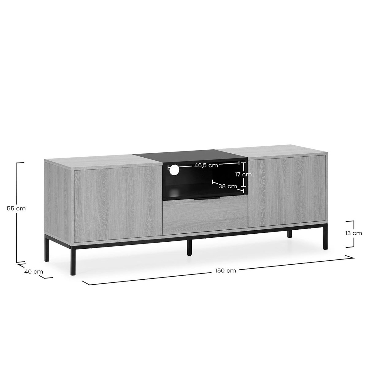 VS VENTA-STOCK Meuble Tv Nieve 2 portes 1 tiroir couleur Chêne