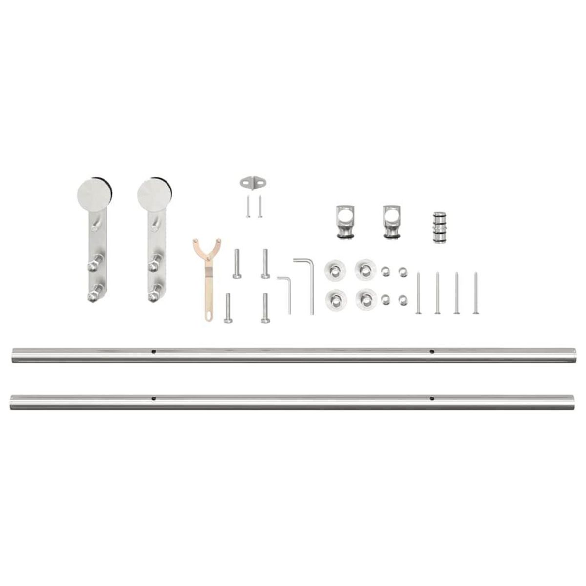 VIDAXL Kit fixation porte coulissante 200 cm Acier inoxydable Argente