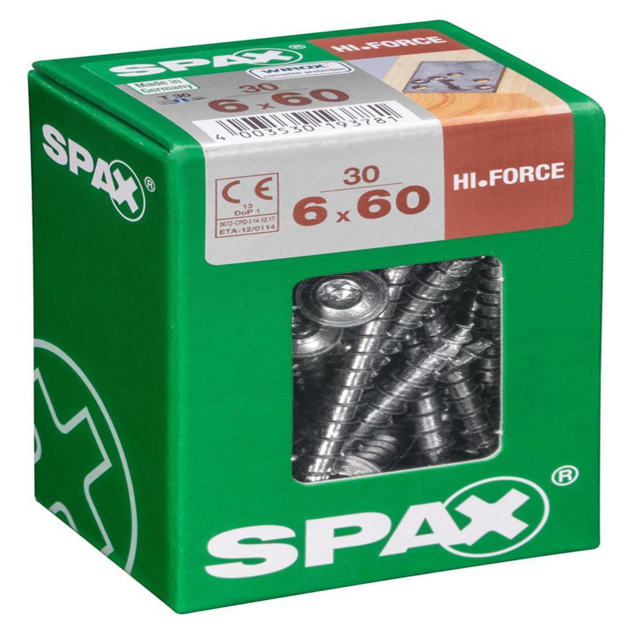 CENTRALE BRICO Lot de 30 vis acier tête fraisée bombée torx SPAX, Diam.6 mm x L.60 mm