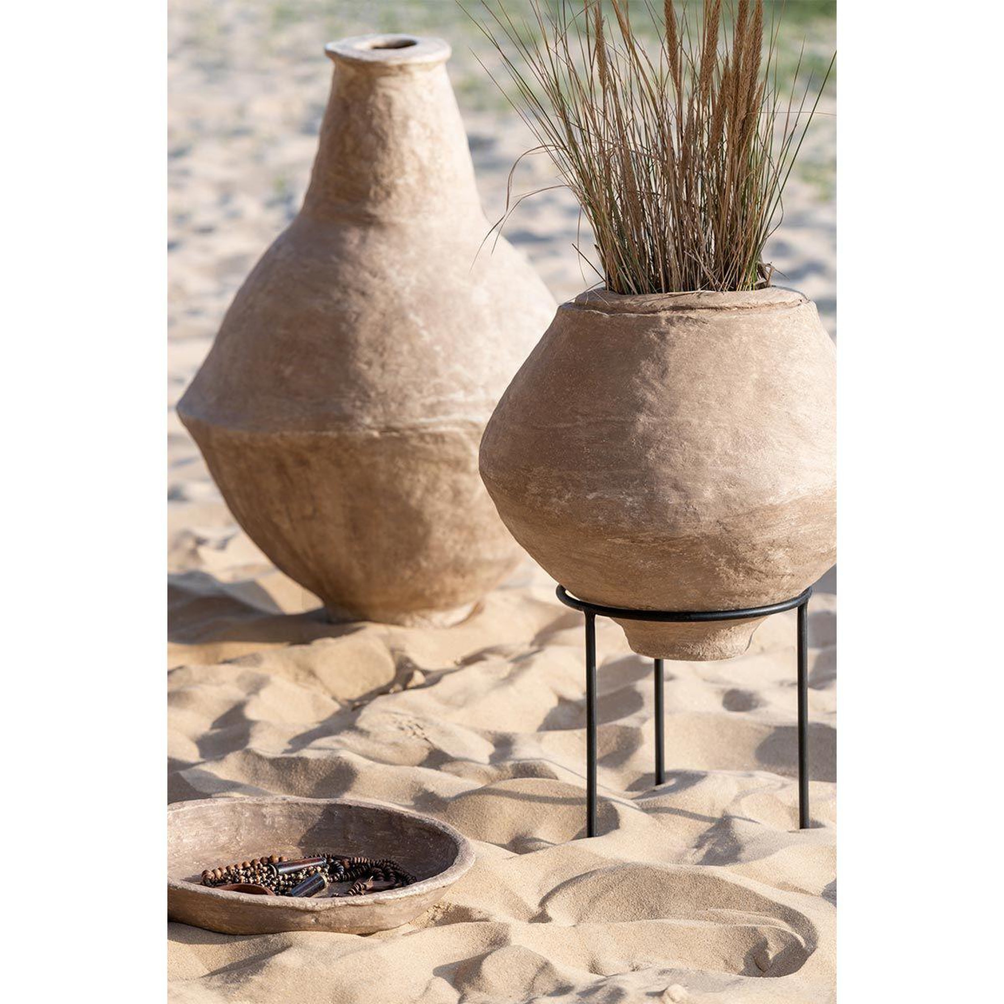 Voir la diapositive 2 : J-LINE Pot Déco sur Pied  Chad  50cm Naturel