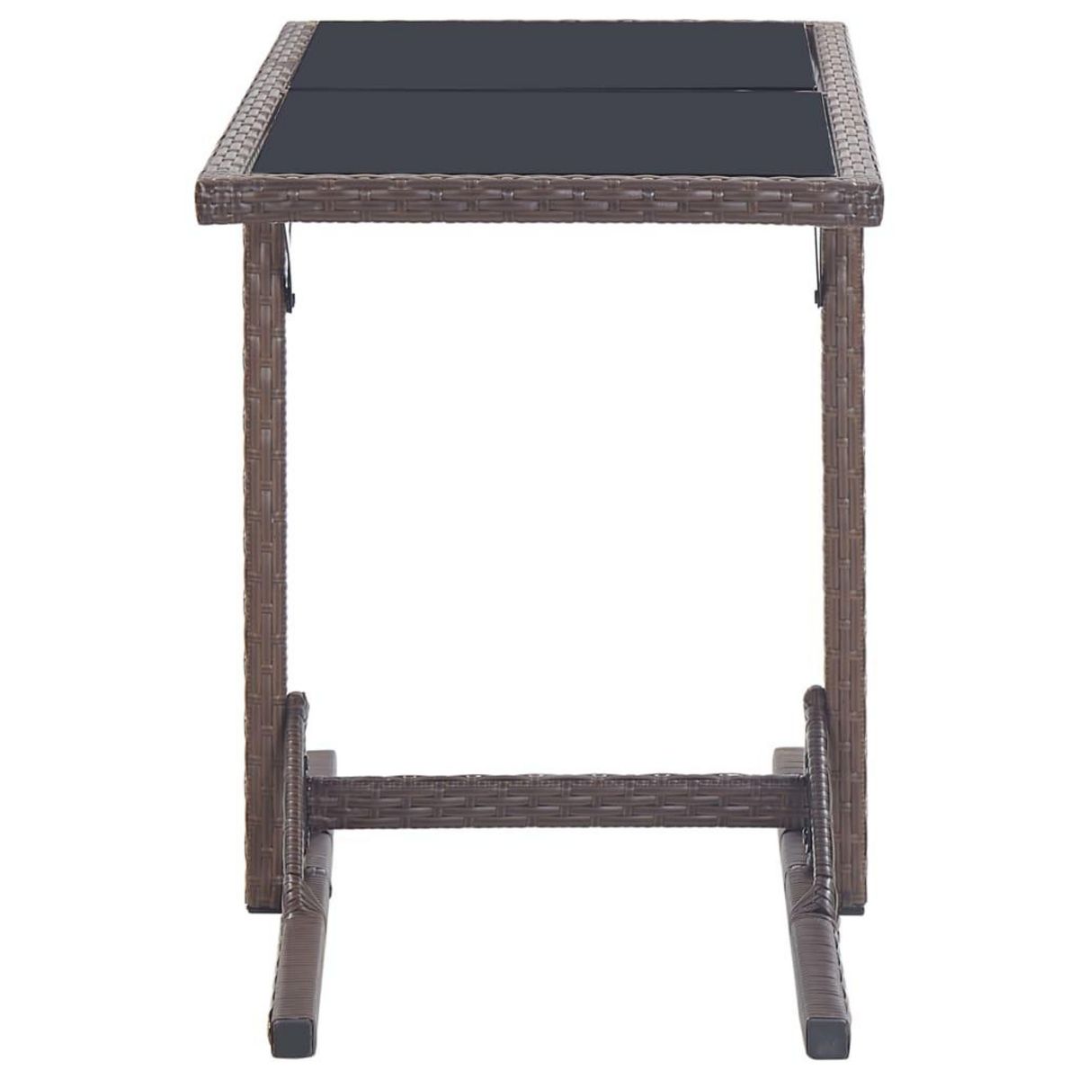 VIDAXL Table de jardin Marron 110x53x72 cm Verre et resine tressee
