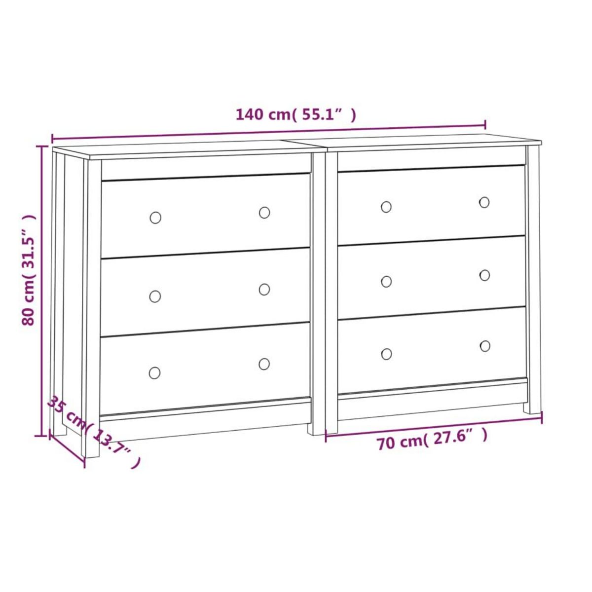 VIDAXL Buffet Blanc 140x35x80 cm Bois massif de pin