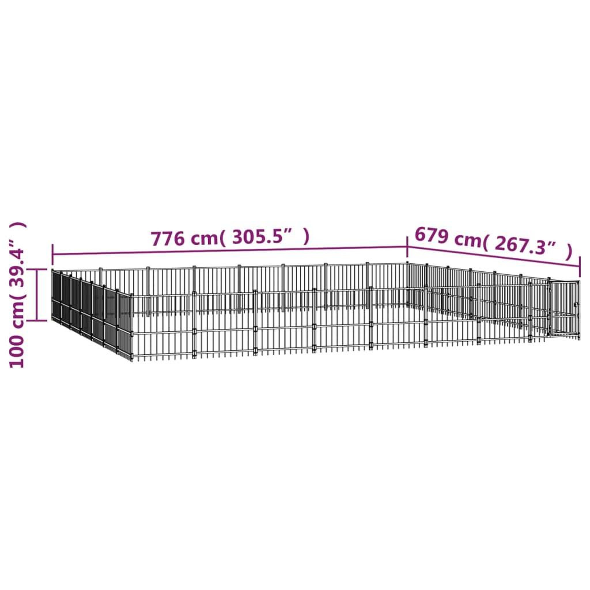 Voir la diapositive 6 : VIDAXL Chenil d'exterieur pour chiens Acier 52,69 m²