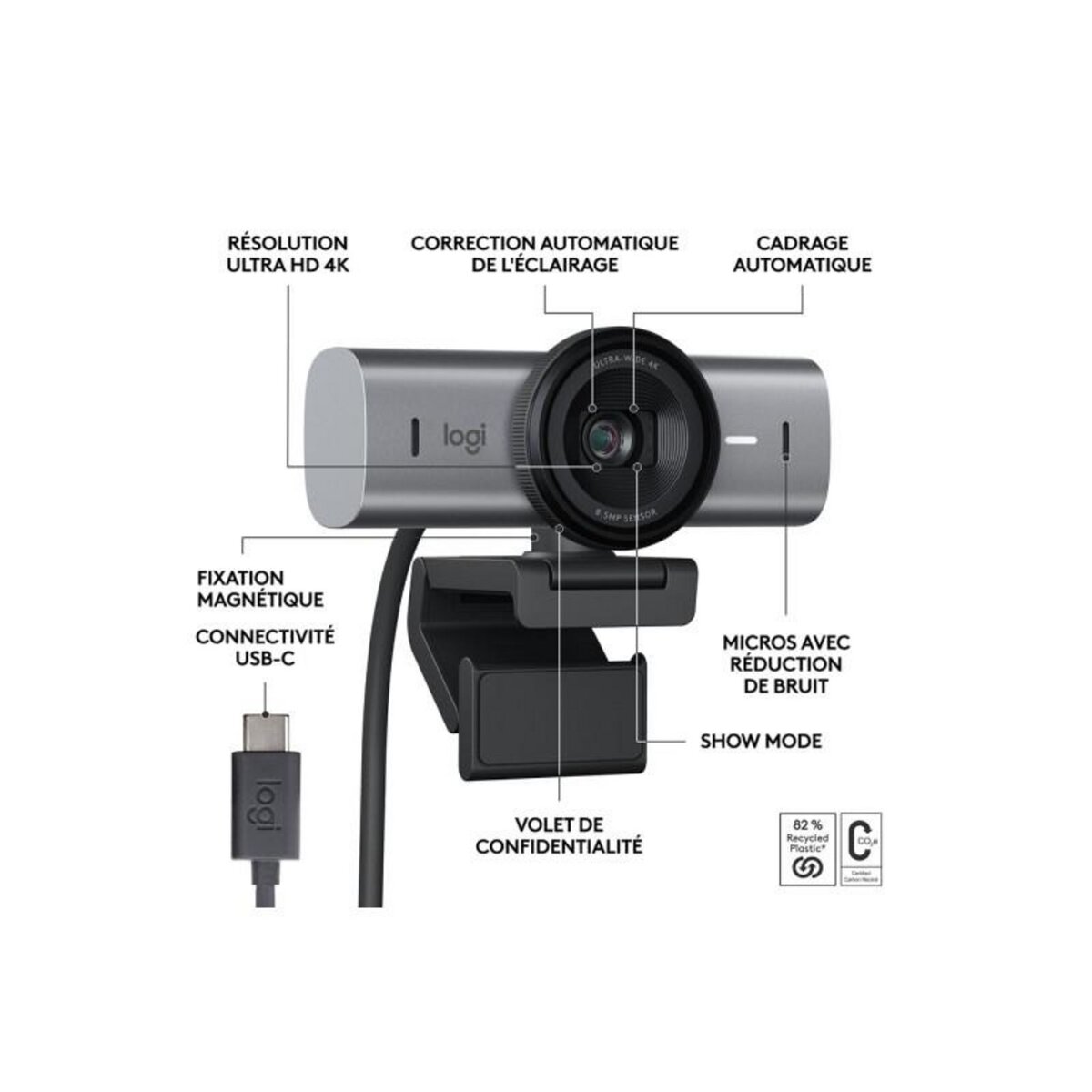 Logitech Webcam MX Brio Streaming 4K Graphite