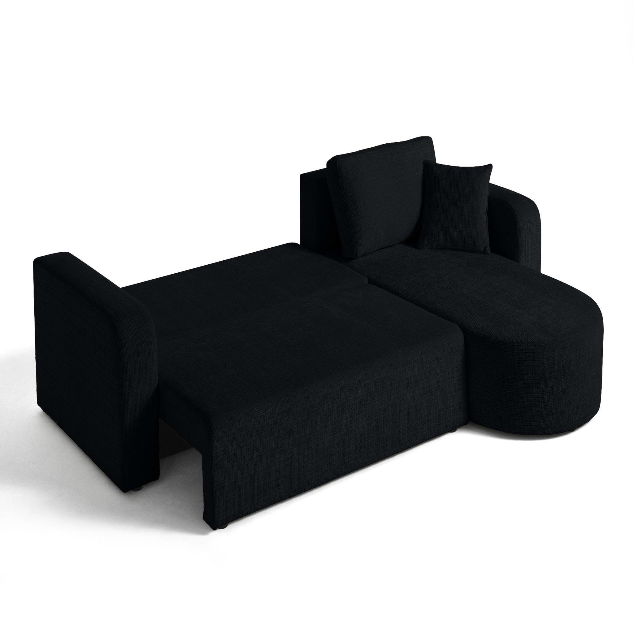 Voir la diapositive 2 : BEST MOBILIER Miro - canapé d'angle réversible - 4 places - convertible avec coffre - en velours texturé