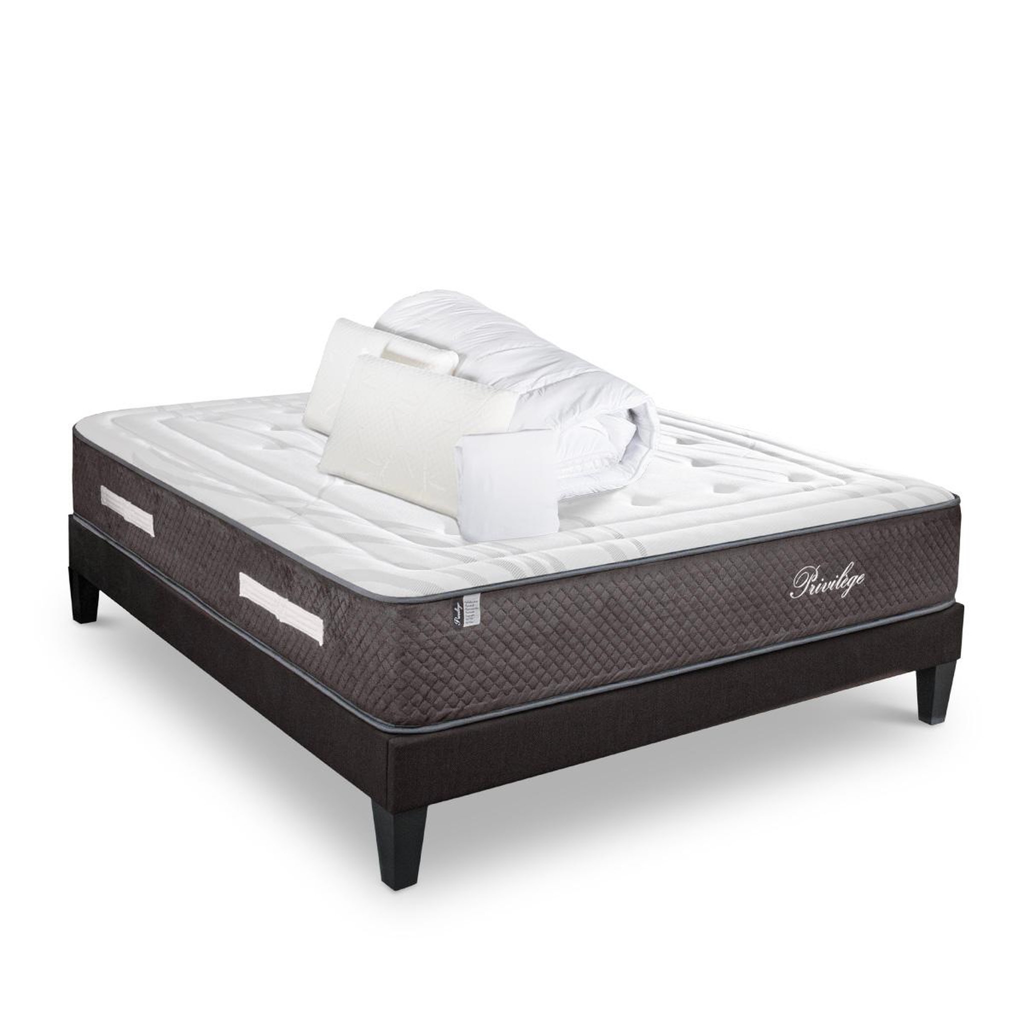 Voir la diapositive 1 : BELLECOUR Bellecour literie | pack prêt à dormir privilege | matelas ressorts ensachés + sommier + accessoires