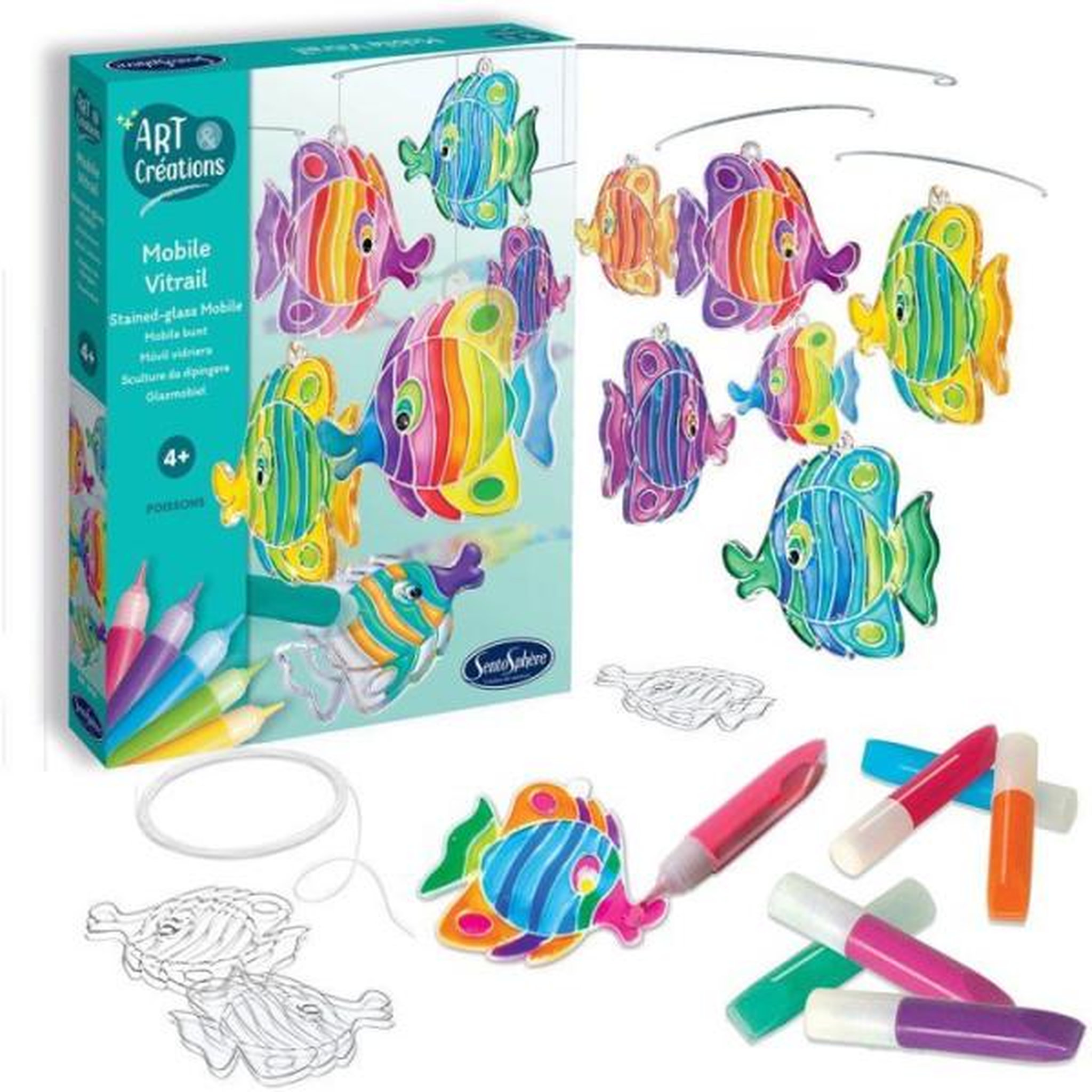 Voir la diapositive 4 : Sentosphere Mobile Vitrail - Poissons - Art et creations