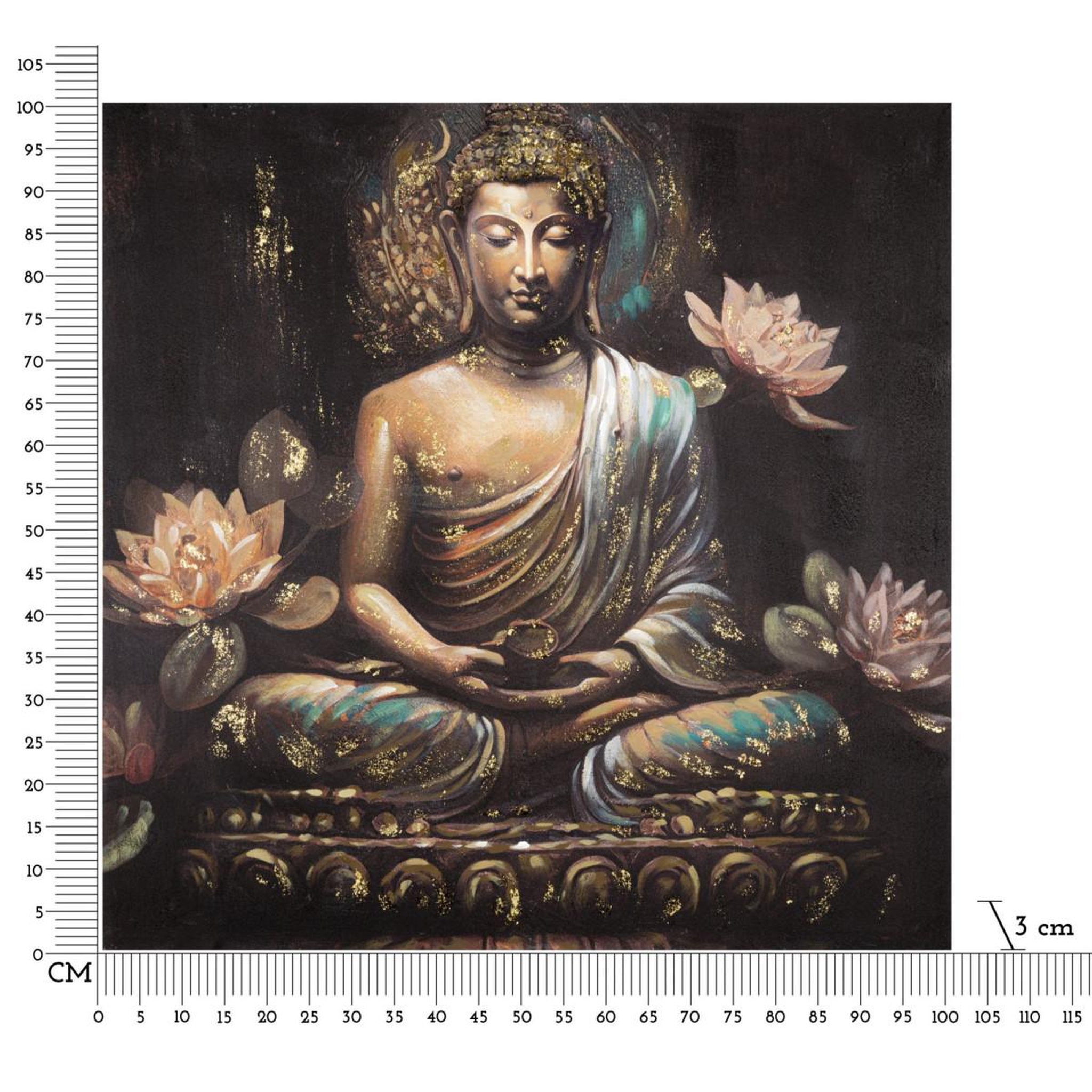 Voir la diapositive 6 : Paris Prix Toile imprimée déco  bouddha prière  100x100cm multicolore