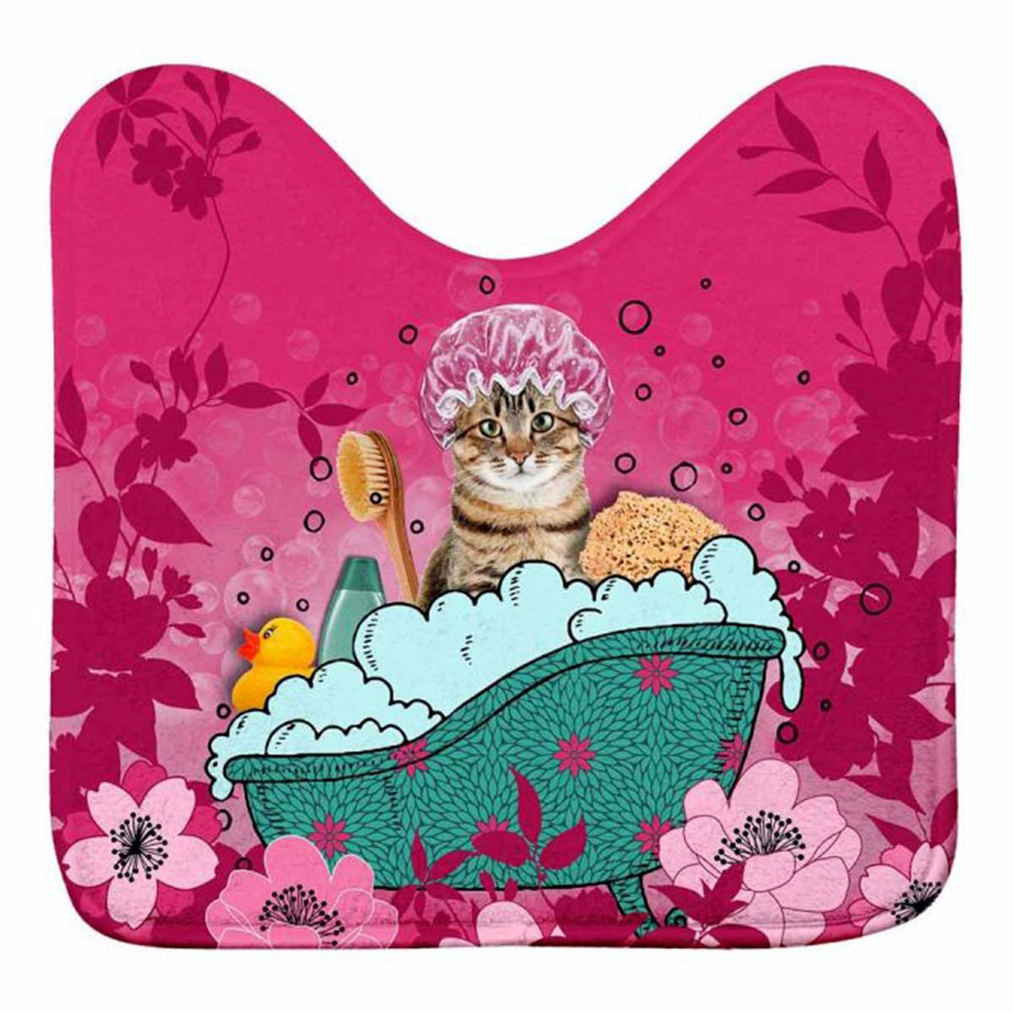 Douceur d'Intérieur Tapis contour wc imprimé  chatibulle  45x45cm rose