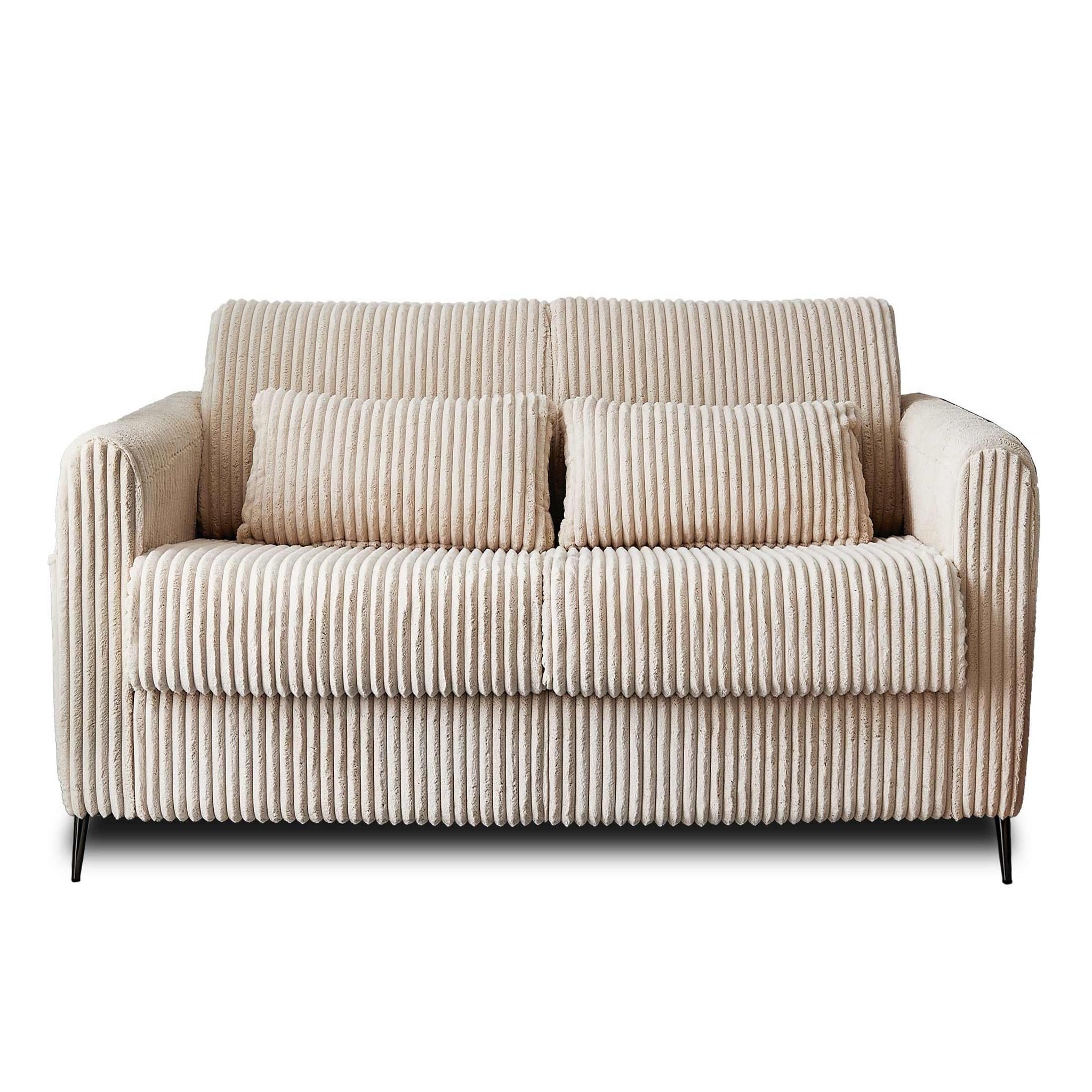 Voir la diapositive 1 : LISA DESIGN Owen - canapé 3 places convertible express couchage quotidien 140 cm matelas 12 cm en velours côtelé grosses côtes