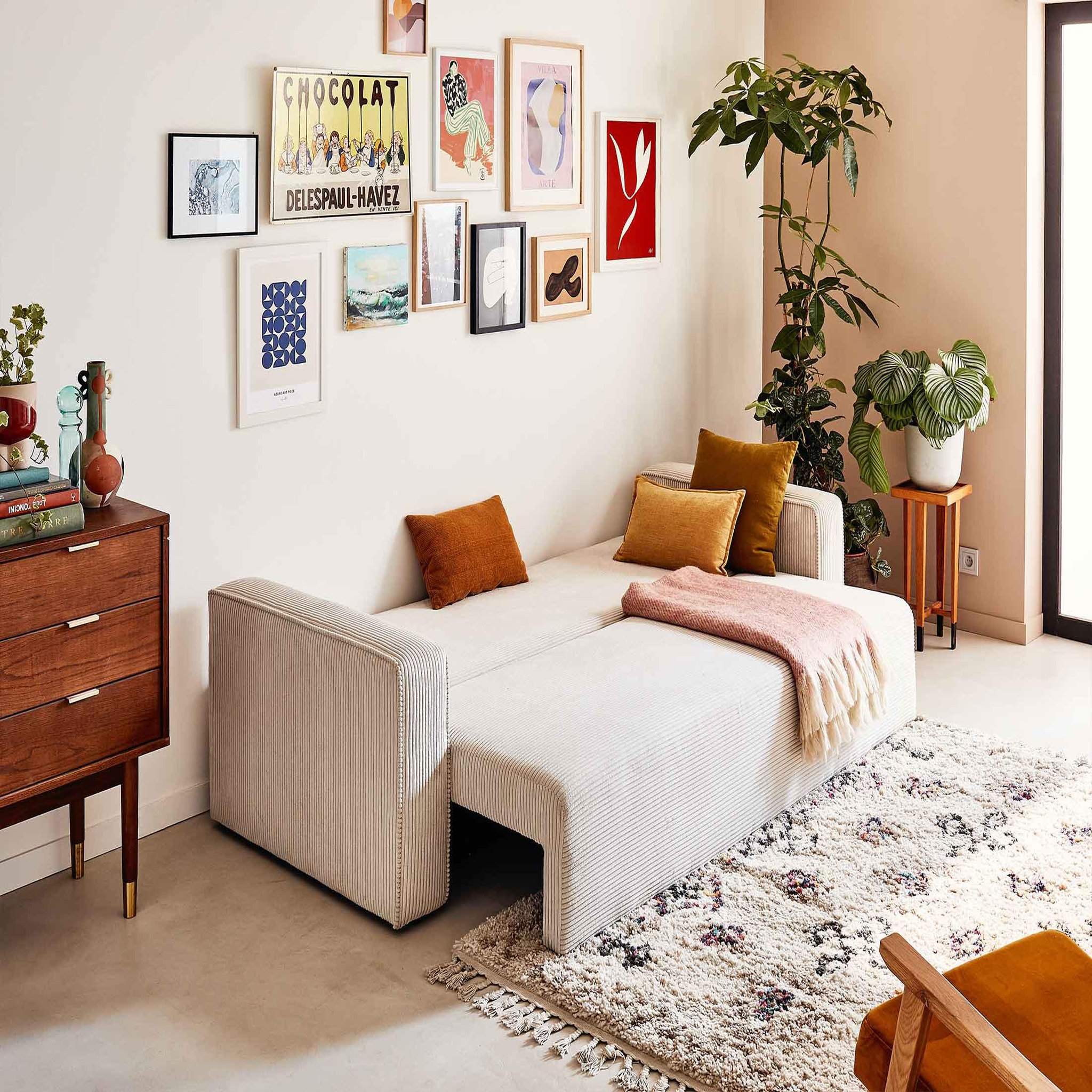 Voir la diapositive 2 : BEST MOBILIER Topaze - canapé 3 places - convertible avec coffre - en velours côtelé