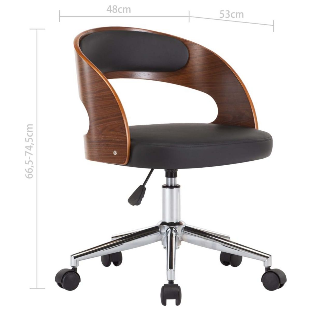 VIDAXL Chaise pivotante de bureau Noir Bois courbe et similicuir