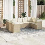 VIDAXL Salon de jardin avec coussins 9 pcs beige resine tressee
