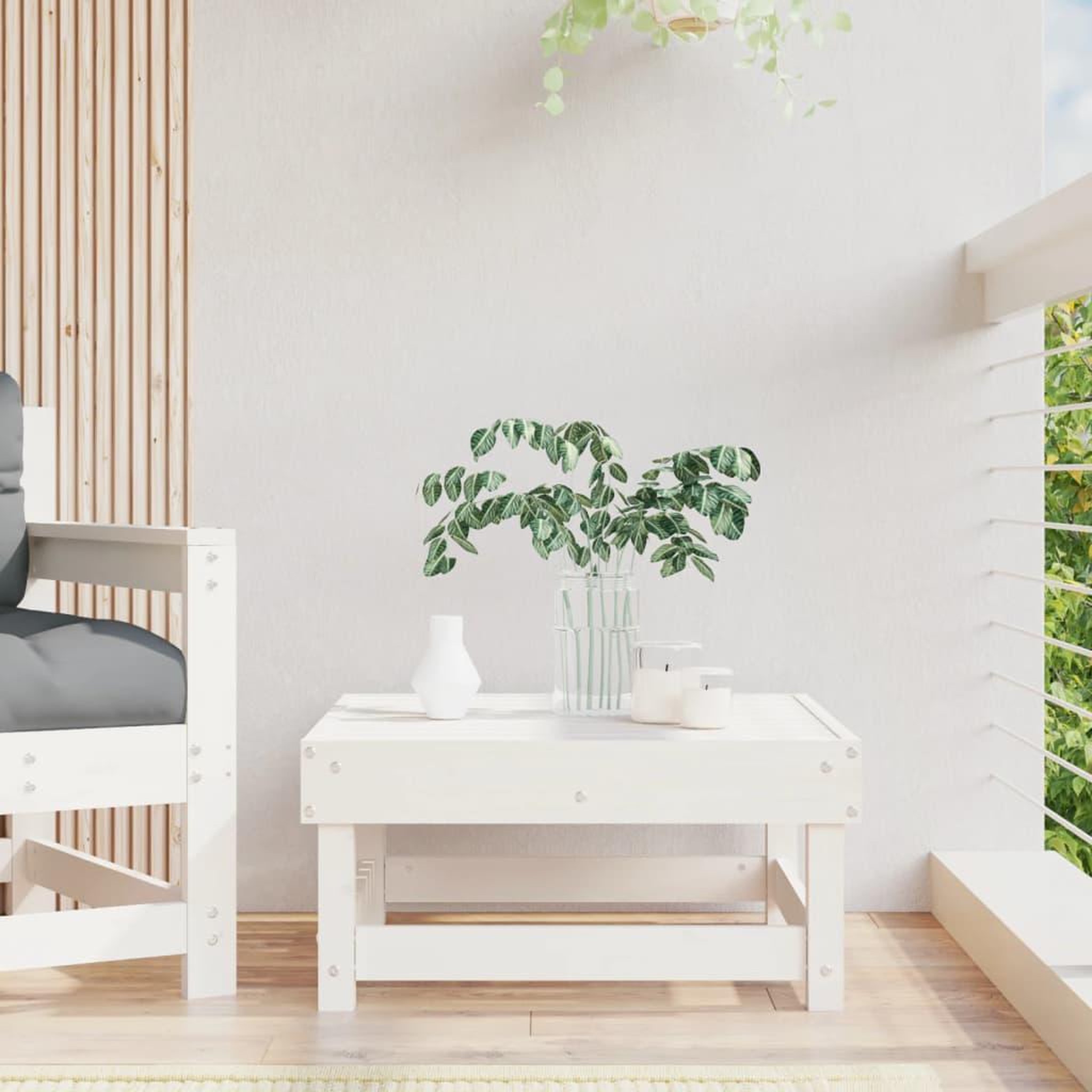 Voir la diapositive 3 : VIDAXL Repose-pied de jardin blanc bois de pin massif